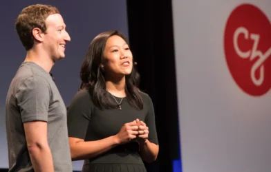A photo of Mark Zuckerberg and Priscilla Chan.